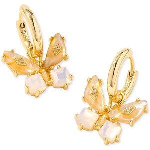 Kendra Scott Butterfly Huggie Hoop Earrings 14k Gold-Plated Iridescent White Mix